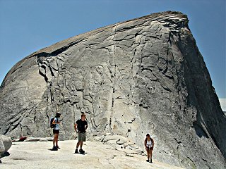 View looking up at The famous cable section of the Half Dome hike.