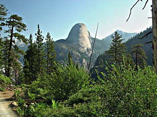 Looking up at Half Dome from the bottom of Illouette Valley