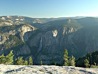 Looking down on Yosemite Falls from Sentinel Dome