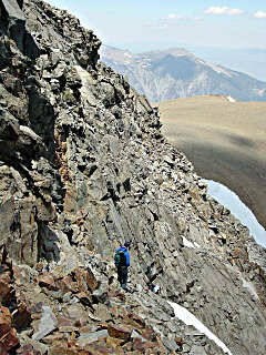 A view of the south side of the ridge that we needed to traverse to get to Dana Plateau.