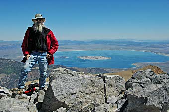 Mono Lake from the top of Mt. Dana with Craig Van Degrift in the foreground.  Picture taken by Richard Radanovich.